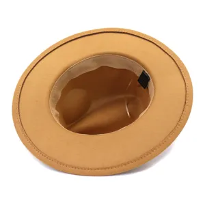 Sombrero fedora clásico de fieltro de ala ancha camello para hombre y mujer otoño invierno.