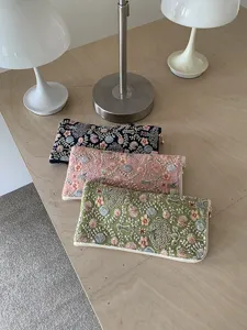 Embroidery glasses case portable zipper storage pouch floral design sunglasses protector bag