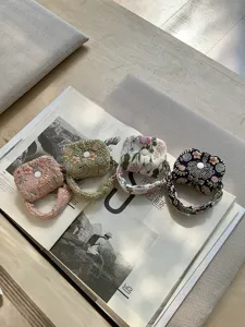 Mini embroidered earphone pouch portable storage bag cute floral coin purse handbag set