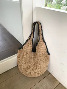 Sac a main en paille d'ete cabas de plage decontracte grande capacite sac d'epaule pour femmes