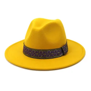 Sombrero fieltro jazz unisex otoño invierno ala ancha fedora sombrero lana moda clásica