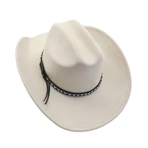 Chapeau de Cowboy Occidental pour Femmes et Hommes à Large Bords en Faux Daim Chapeau Fedora Vintage de Protection Solaire Extérieure pour Couple