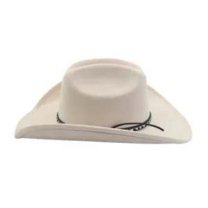 Chapeau de cow-boy western en daim à large bord pour hommes et femmes, chapeau Fedora.