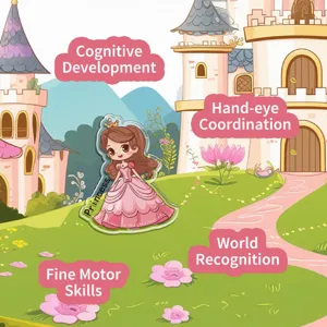 Kids early education cartoon princess DIY reusable gel sticker book toy detail view