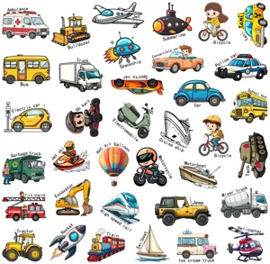 Kids vehicle jelly stickers book sheet, colorful cartoon cars and transport learning toys.