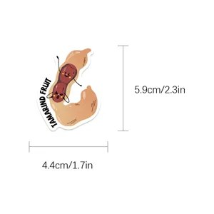Cute cartoon tamarind fruit sticker, waterproof vinyl laptop decal, 5.9x4.4cm desktop decor.