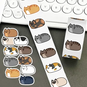 Cute cat loaf stickers roll decorative journaling washi tape stationery sealing craft decal