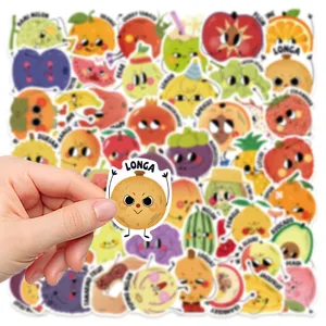 50pcs picture book style cute fruit waterproof stickers for laptop journal and diary decoration