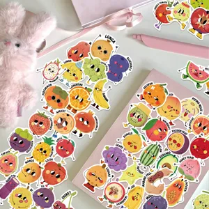 Cute cartoon fruit stickers waterproof vinyl decals for laptop water bottle journaling 50pcs