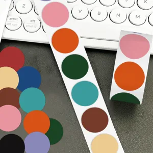 Colorful round dot sticker roll for journaling envelope sealing and cup decoration crafts.