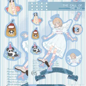 Cute sweet girl puzzle stickers DIY phone case decoration soft aesthetic sticker sheet set
