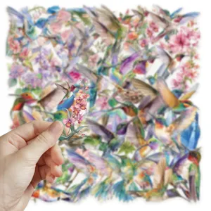 50pcs Watercolor Hummingbird PET Stickers for Journal Laptop Luggage Scrapbook Decals