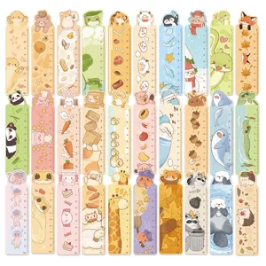 Cute Animal Ruler Bookmarks Set Cartoon Painted Reading Page Markers Student Stationery Office Supplies Gift
