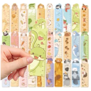 Cute animal ruler bookmark detail, colorful cartoon design, perfect reading stationery gift.