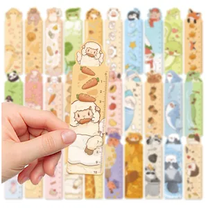 Cute animal ruler bookmarks 30pcs set, creative cartoon bookmarks for reading stationery gifts.