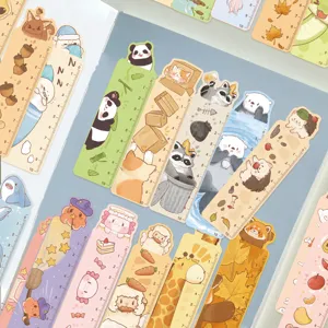 Cute animal ruler bookmarks set, creative cartoon stationery for reading, book page markers.