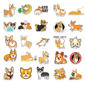 Αδιάβροχο σετ αυτοκόλλητων corgi κινουμένων σχεδίων, χαριτωμένα αυτοκόλλητα κουταβιών