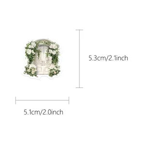 Vintage floral wedding door sticker detail view with precise dimensions 5.3x5.1cm for craft.