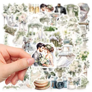 Vintage white wedding stickers waterproof decorative journaling craft guitar decals set