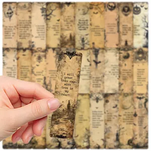 Vintage dark motivational bookmarks set, 30pcs retro aesthetic book markers for reading.