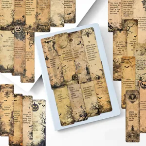 Vintage dark motivational quote bookmarks set, 30pcs gothic aesthetic book page markers.