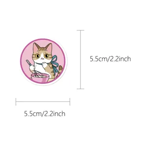 Cute cartoon cat waterproof sticker detail, perfect for journal and phone case decoration.