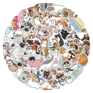 50pcs cute cartoon cat stickers waterproof vinyl decals for laptop phone case journal skateboard