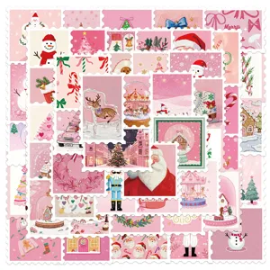 Autocollants de timbres de Noël rose bricolage journal étanche coque de téléphone déco