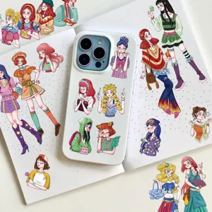 Cute cartoon anime girl waterproof stickers DIY phone case decoration cute decal sticker