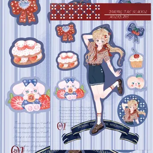 Cute anime girl sticker sheet sweet DIY phone case decor aesthetic journaling pretty design items
