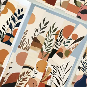 Vista dettagliata di segnalibri botanici boho, cancelleria estetica in carta per lettura.