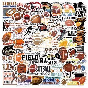 Details of diverse waterproof American football graffiti stickers pack for daily home decoration.