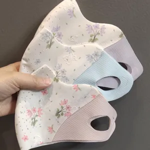 Masque Solaire pour Femmes Été 3D Sans Coutures Visage Mince Extérieur Protection Solaire Masque Floral