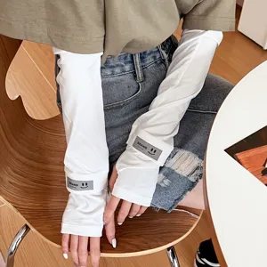 Women summer sunscreen ice sleeves uv protection breathable arm guards white stylish cuffs