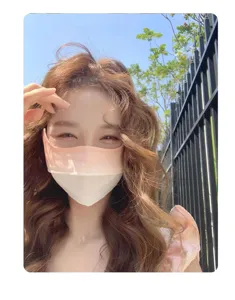 Gradient ice silk sun protection face mask for women anti UV full face cover summer
