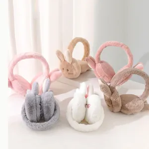 Leuke winter pluche konijnen oorbeschermers voor vrouwen, warme zachte harige oorkappen.
