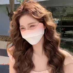 Women UV protection sun mask with eye coverage, summer thin ombre ice silk face mask.