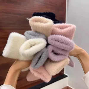 Winter thick plush warm solid color knit gloves cozy soft stylish cold weather outdoor gear