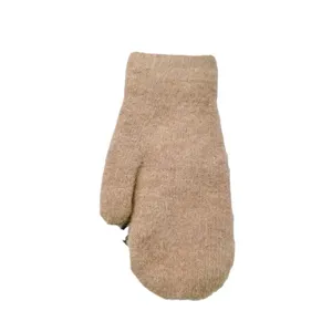 Winter thick warm plush knit mittens for women, solid color soft cozy thermal gloves for cold weather
