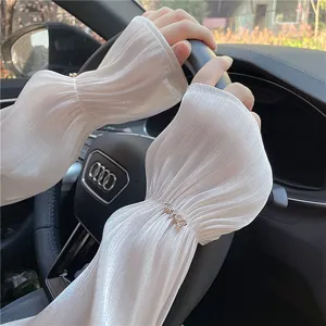 Summer sun protection ice silk sleeves for women driving breathable long arm covers.