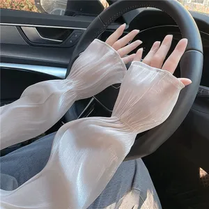 Driving sun protection ice silk sleeves, breathable long arm guards for summer outdoor riding.