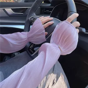Women summer ice silk sun protection sleeves breathable anti-slip long arm covers driving