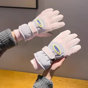 Winter warm fleece lined ski gloves for women, windproof waterproof cycling touchscreen gear.