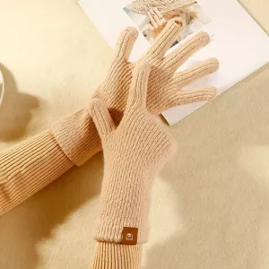 Damen Winter Warm Lange Gestrickte Handschuhe Einsparbig Touchscreen Weiche Strick Fäustlinge Tägliche Freizeit Kaltes Wetter Handwärmer