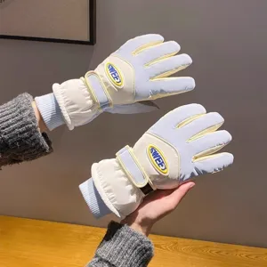 Women winter cycling ski gloves warm waterproof plush touch screen outdoor riding gear