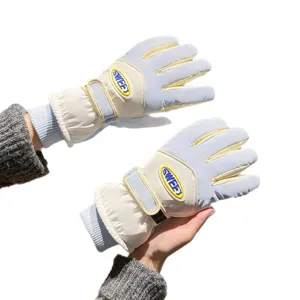 Women winter cycling ski gloves, fleece-lined waterproof warm full-finger gloves for outdoor.