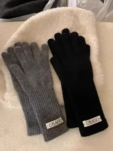 Women winter warm knit touchscreen gloves thick fleece lined long cuff stylish casual cold weather