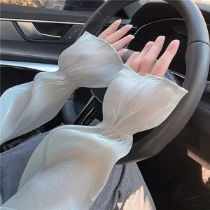 Summer ice silk sun protection sleeves for driving, anti-UV breathable long arm cover.