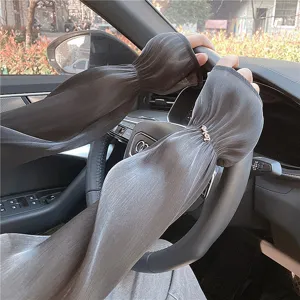 Ice silk sun protection sleeves detail, long breathable arm covers for driving and outdoor.