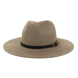 Women summer beach straw hat fedoras britain style outdoor sun protection fashion sunhat